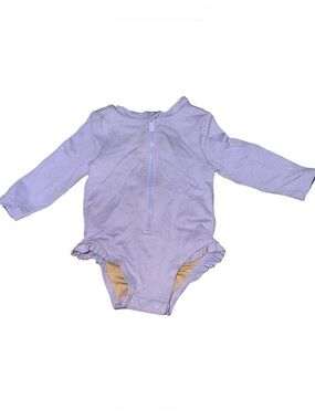 Old Navy baby girl lavender textured Ruffle Swimsuit Long sleeve One piece 3-6m
